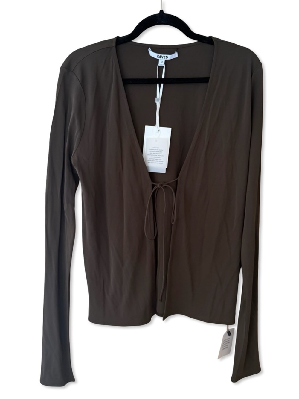 EAVES Lian Reversible Top Deep V Tie-Front Blouse Brown Jersey FWRD M - Picture 7 of 11